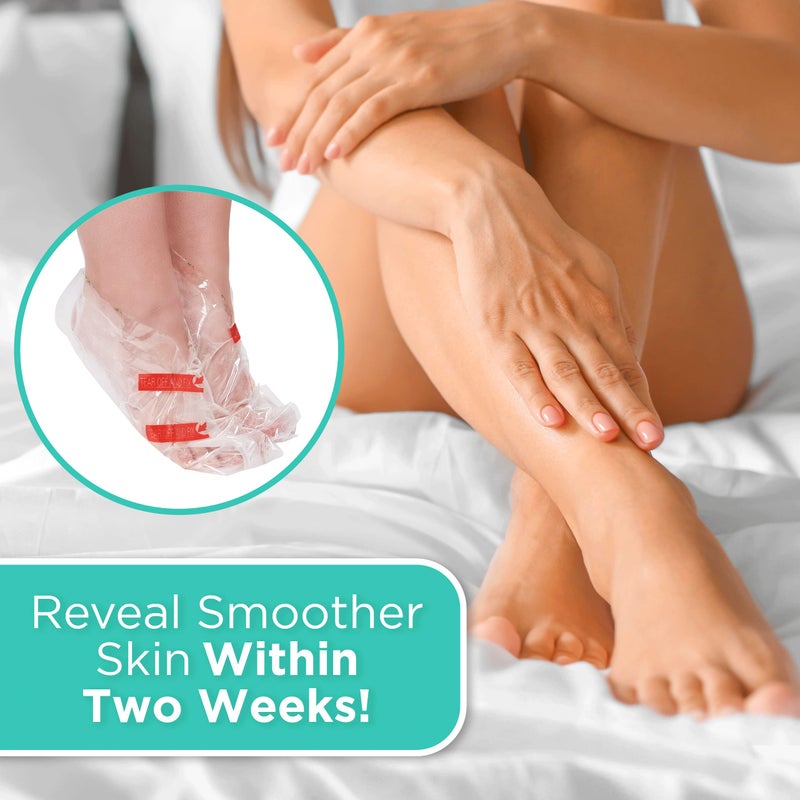 DERMORA Foot Peel Mask | Skin Exfoliating Foot Masks | Dry, Cracked Feet, Callus, Dead Skin Remover | Baby Soft Feet, Tea Tree Scent | Pack of 2 | Regular - Image 3